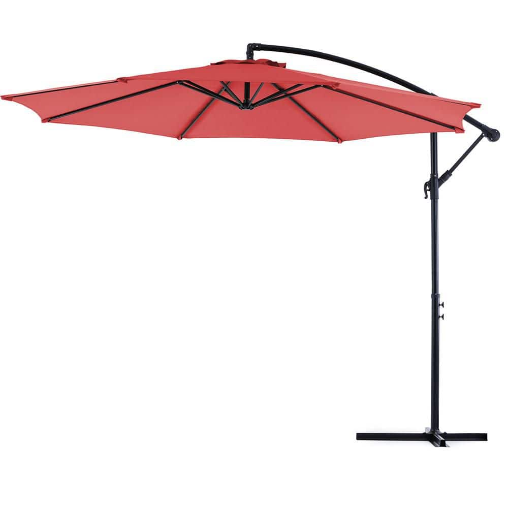Cantilever Umbrella, 10 ft. Metal Cantilever Patio Umbrella in Red