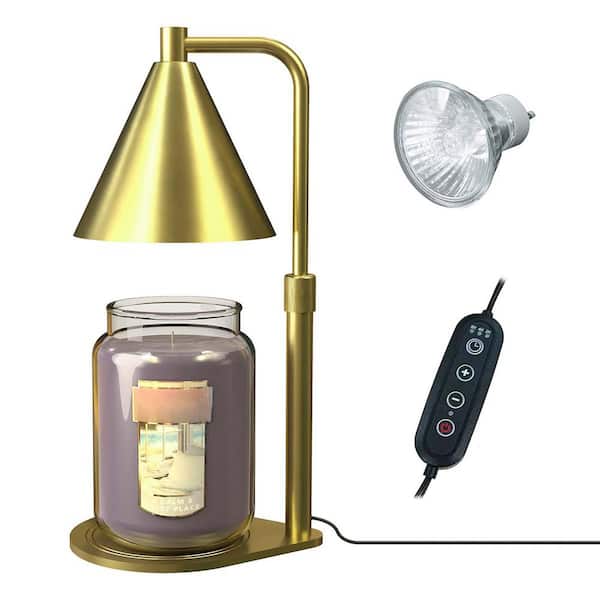 Tivleed 9.5 in. Gold Bronze Metal Candle Melting Lamp, Table Lamp, Dimmable, Height Adjustable, Bulb Included