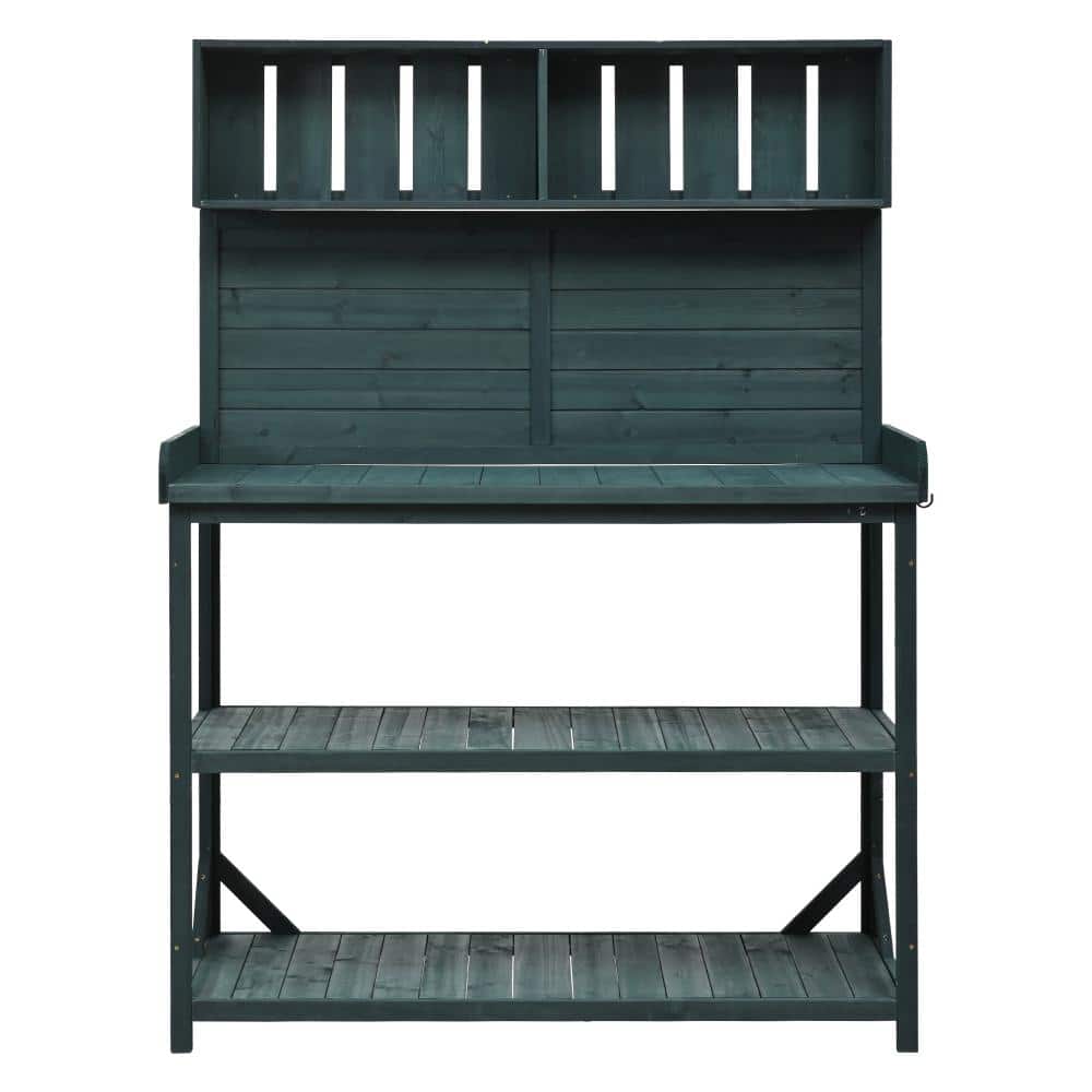 "65"" Wood Outdoor Potting Bench Table,Outdoor plant stand,with 4 Storage Shelves and Side Hook" price history on PriceWatchPro