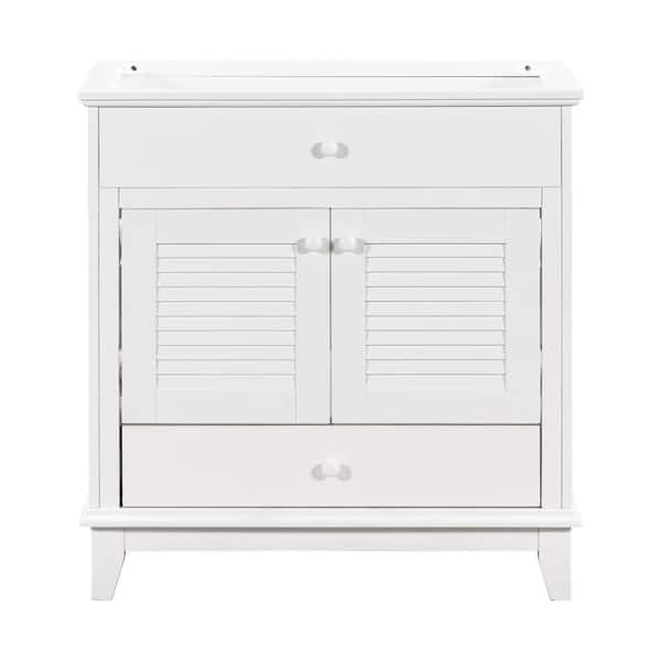 Unbranded 30 in. W x 18.07 in. D x 31.02 in H Bath Vanity Cabinet Without Top in White Ready to Assemble with 2-Doors and 1-Drawer