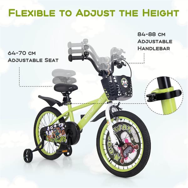 Total Tactic 18 in. Kids Bike Adjustable with Detachable Training Wheels for 4 8 Years Old