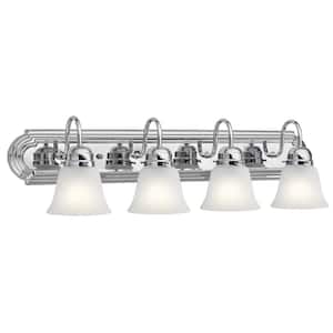 Independence 30 in. 4-Light Chrome Bathroom Vanity Light with Frosted Glass Shade