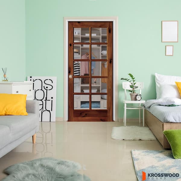 Assembly Required 30 in. x 80 in. Right-Hand 10-Lite ClearGlass RedChestnut Stain AlderInterior Door Kit w/Separate Jamb