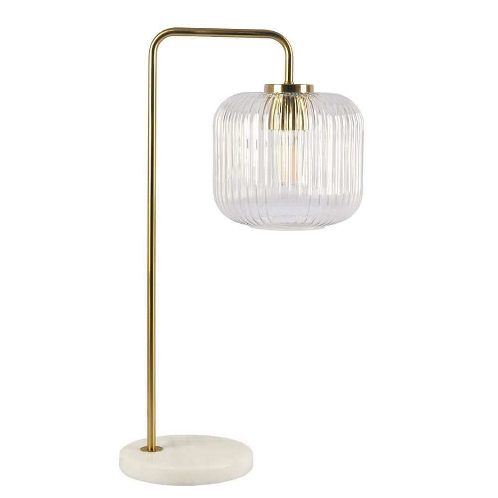 Haven Clear Glass Table Lamp, Gold Brush Metal and Marble Base, Button Control price history on PriceWatchPro