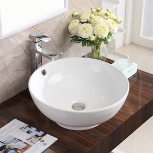 VC-410-WH Valera 17 in. Vitreous China Vessel Bathroom Sink in White with Overflow Drain