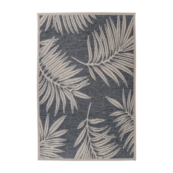 Contemporary Floral 7 ft. 10 in. x 10 ft. Blue Indoor/Outdoor Area Rug