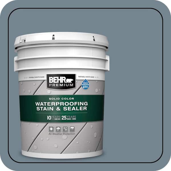 5 gal. #N480-5 Adirondack Blue Solid Color Waterproofing Exterior Wood Stain and Sealer