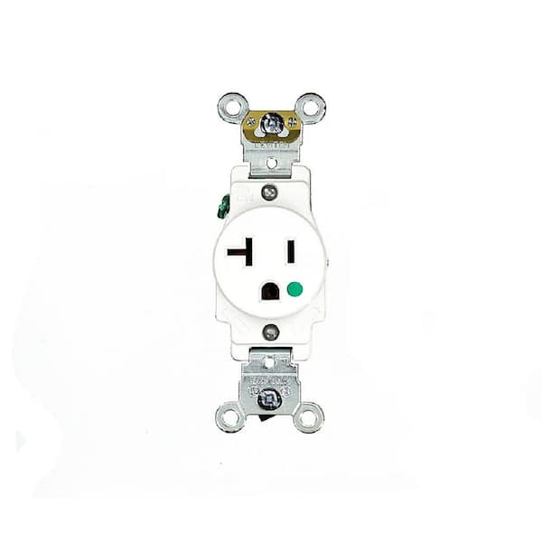 Leviton 20 Amp 125 V Hospital Grade Single Outlet/Receptacle, White (1-Pack) 8310-W