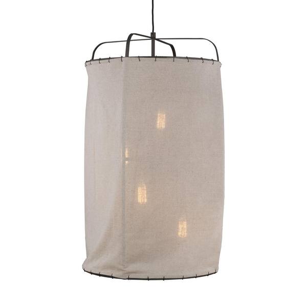 Generation Lighting Designer Collections Ed Ellen Degeneres Crafted By Generation Lighting Dunne 21 875 In W 4 Light Aged Iron Pendant With Natural Linen Shade Ep1124ai The Home Depot