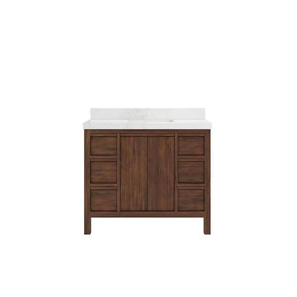 Willow Collections Elizabeth Teak 42 in. W x 22 in. D x 36 in. H Single Sink Bath Vanity in Dark Walnut with 2" Empira Quartz Top