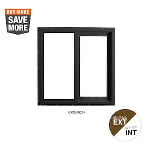 47.5 in. x 47.5 in. Select Series Left Hand Horizontal Sliding Vinyl Bronze Window with White Int, HPSC Glass and Screen