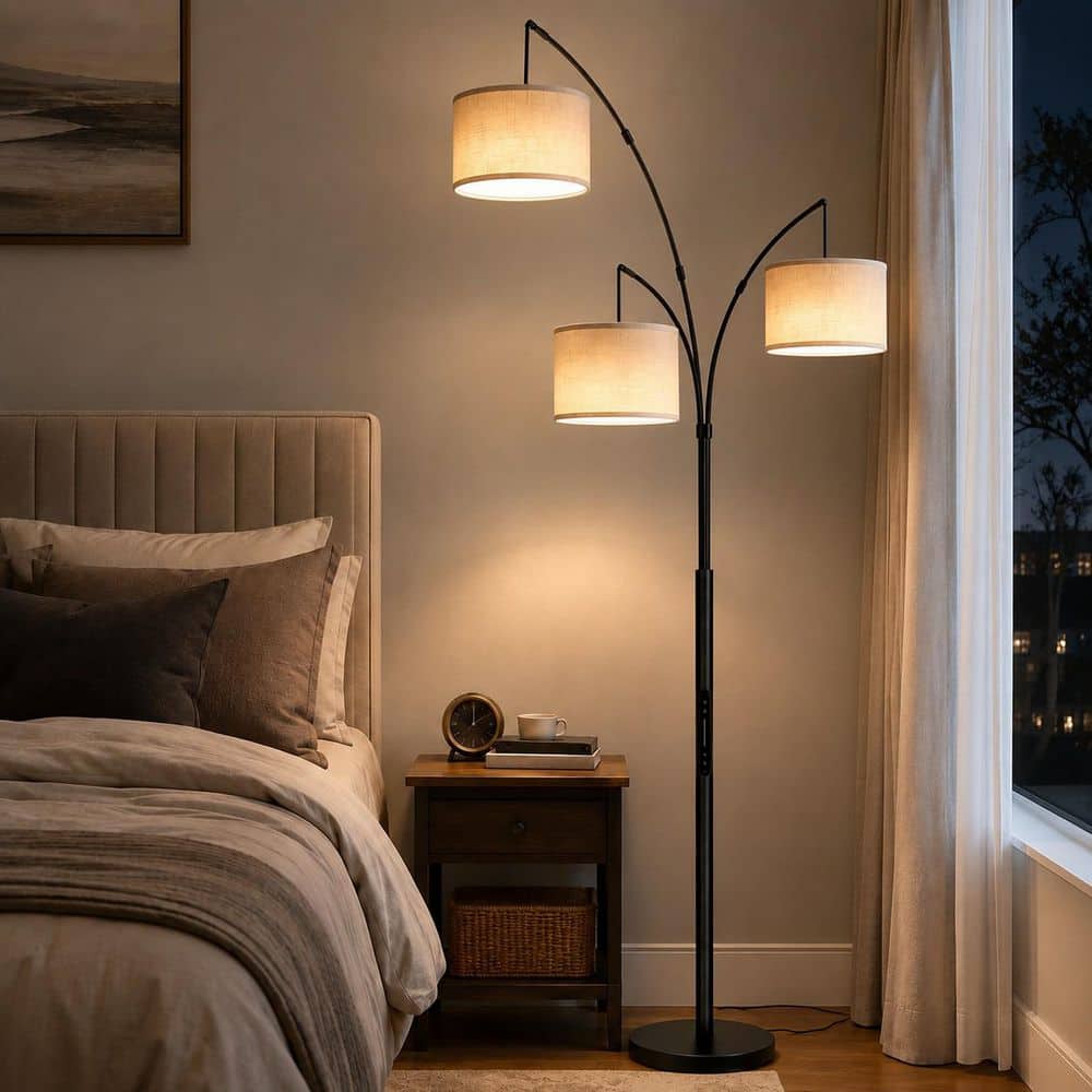 BICIK 79 in. Mid-Century Modern 3-Light Adjustable LED Buckwheat