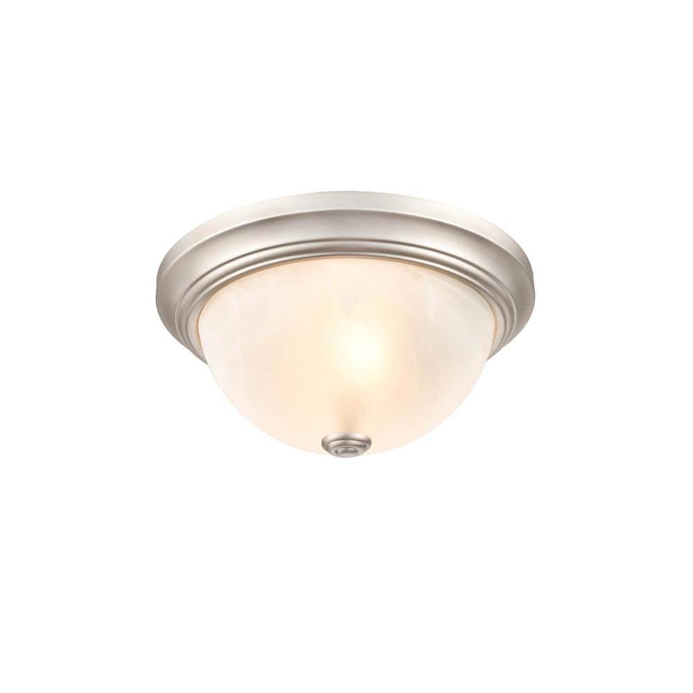 Sleek Satin Nickel 11" Glass Bowl Flush Mount Light