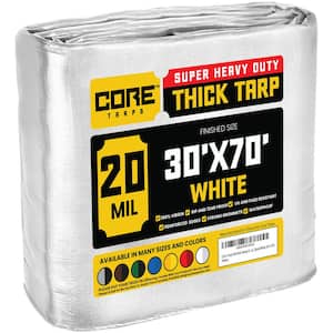 30 ft. x 70 ft. White 20 Mil Heavy Duty Polyethylene Tarp, Waterproof, UV Resistant, Rip and Tear Proof