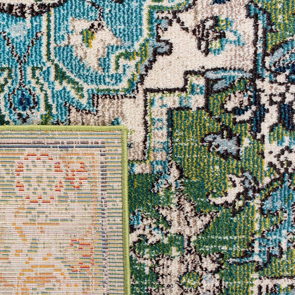 Monaco Green and Turquoise Synthetic Rectangular 8' x 10' Area Rug