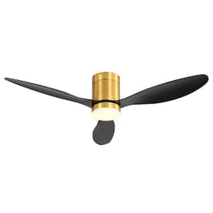 52 in. Indoor Integrated LED Matte Black Ceiling Fan with Remote and Light Included
