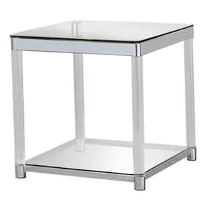 Contemporary 23.75 in. H Clear Coffee Table with Tempered Glass Top and Chrome Silver Legs