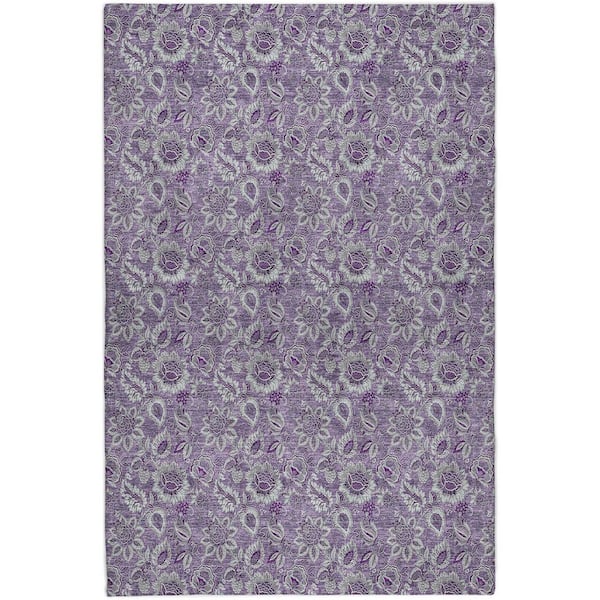 Dream Shag Premium Machine Washable Abstract ADS661 Purple 8 ft. x 10 ft. Area Rug