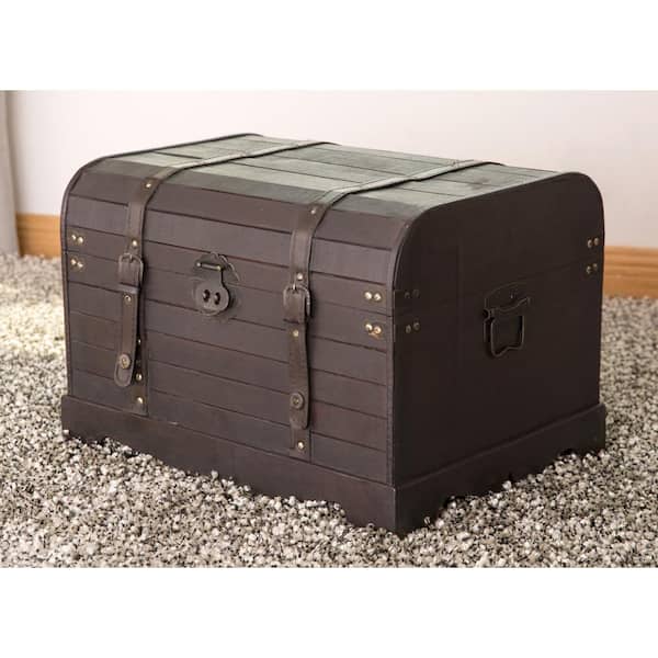 New Vintiquewise Antique Style Wooden Steamer Trunk 