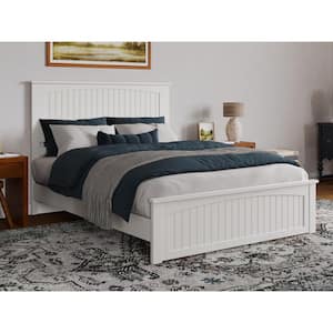 Naples White Solid Wood Frame Queen Low Profile Platform Bed with Matching Footboard