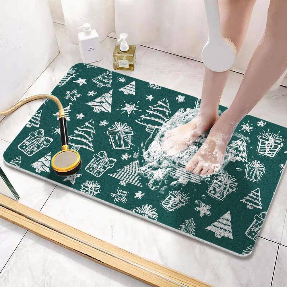 36 in. L x 18 in. W x 0.4 in. H Rectangular Christmas Decoration Non Slip Shower Mat for Textured Surface in Green price history on PriceWatchPro