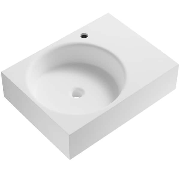 SERENE VALLEY 26 in. Wall-Mount Install or On Countertop, with Single Faucet Hole Bathroom Sink in Matte White, SVWS603L-26WH