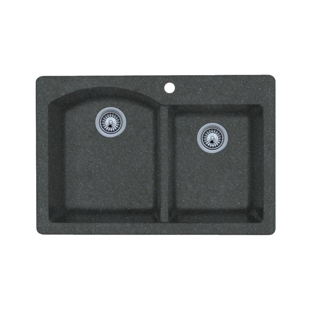 Nero Granite Composite 33'' Double Bowl Drop-In Kitchen Sink