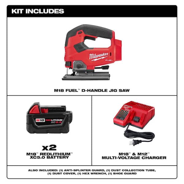M18 FUEL 18V Lithium-Ion Brushless Cordless Jig Saw w/(2) 5.0Ah Batteries & Charger