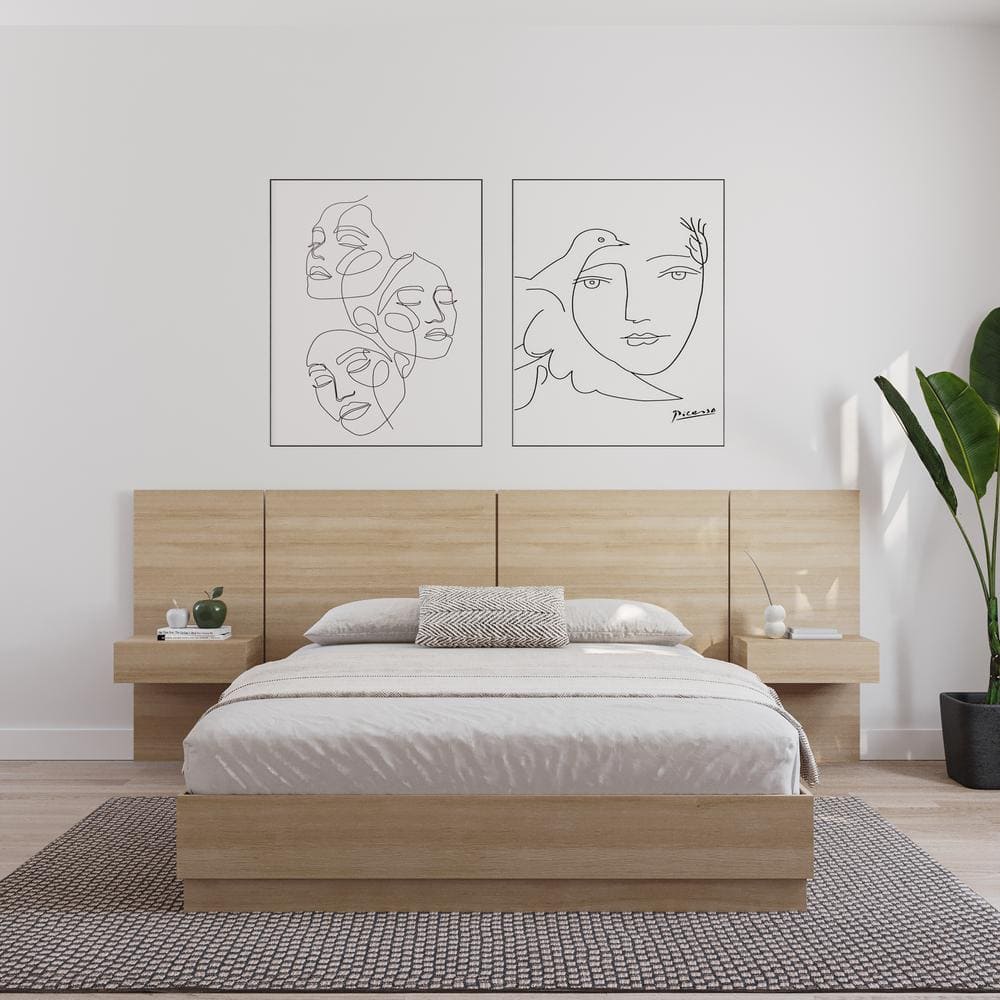 Natural Blonde Oak Floating Nightstand with Drawer
