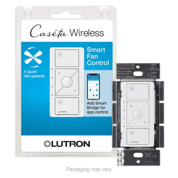 Lutron Caseta Smart Fan Speed Control, for Pull Chain Fans, 1.5-Amp/Single Pole, White (PD-FSQN-WH-R)