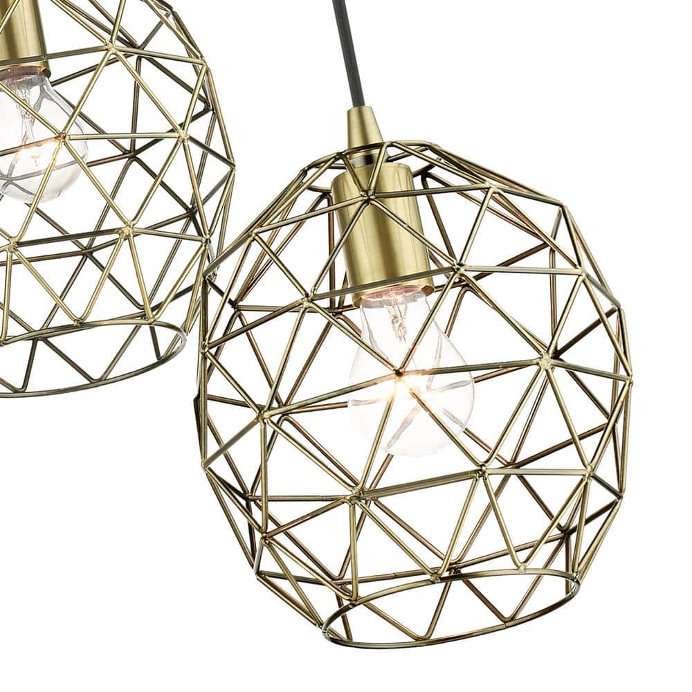Geometrix Antique Brass 3-Light Indoor/Outdoor Pendant