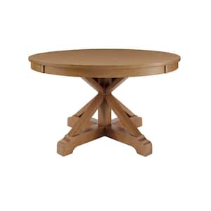 Aberwood Patina Oak Finish Wood Round Dining Table for 4 (54 in. L x 30 in. H)