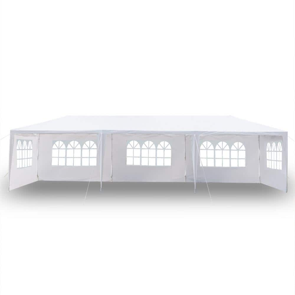 ITOPFOX 10 ft. x 30 ft. 5-Sides Waterproof Canopy Tent, Outdoor White Party Wedding Gazebo Tent, Sturdy Steel Frame Shelter