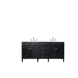 Brittany 72 in. W x 23.5 in. D x 34 in. H Double Bath Vanity in Black Onyx with Eternal Jasmine Pearl Quartz Top