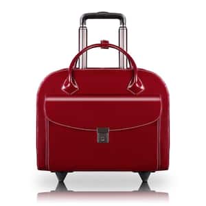 Granville 15 in. Red Top Grain Cowhide Leather Wheeled Ladies' Laptop Briefcase