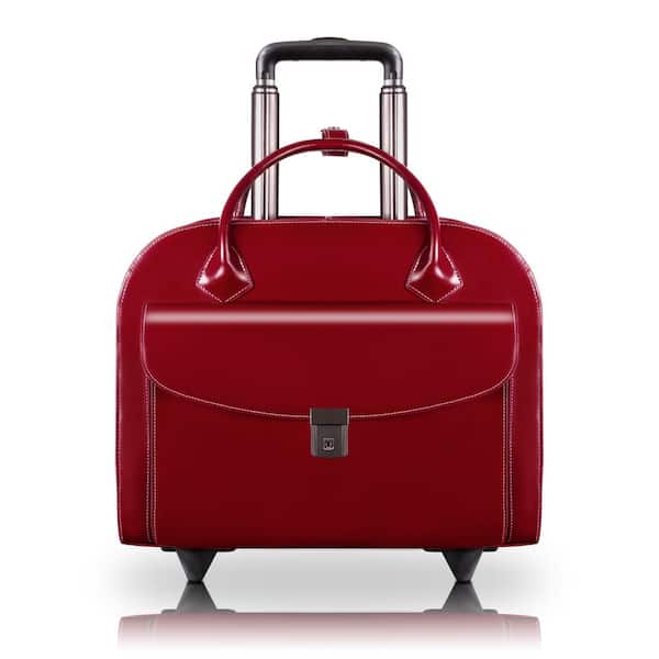 McKLEIN Granville 15 in. Red Top Grain Cowhide Leather Wheeled Ladies' Laptop Briefcase
