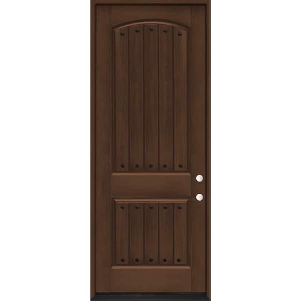 Steves & Sons 36 in. x 96 in. 2-Panel Left-Hand/Inswing Hickory Stain Fiberglass Prehung Front Door with 4-9/16 in. Jamb Size