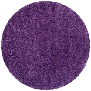 Milan Shag 5 ft. x 5 ft. Purple Round Solid Area Rug