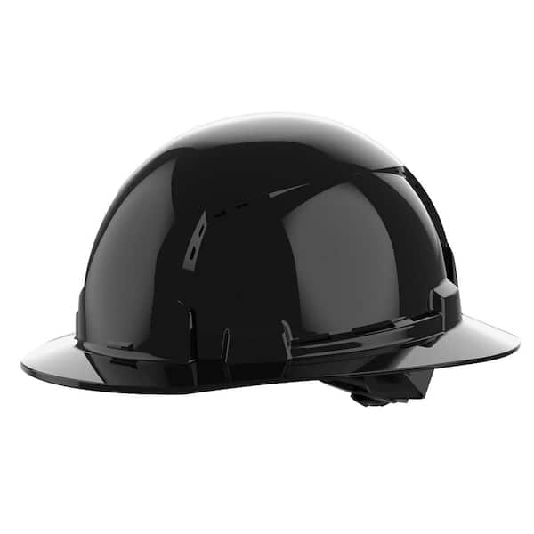 BOLT Black Type 1 Class C Full Brim Vented Hard Hat with 4-Point Ratcheting Suspension