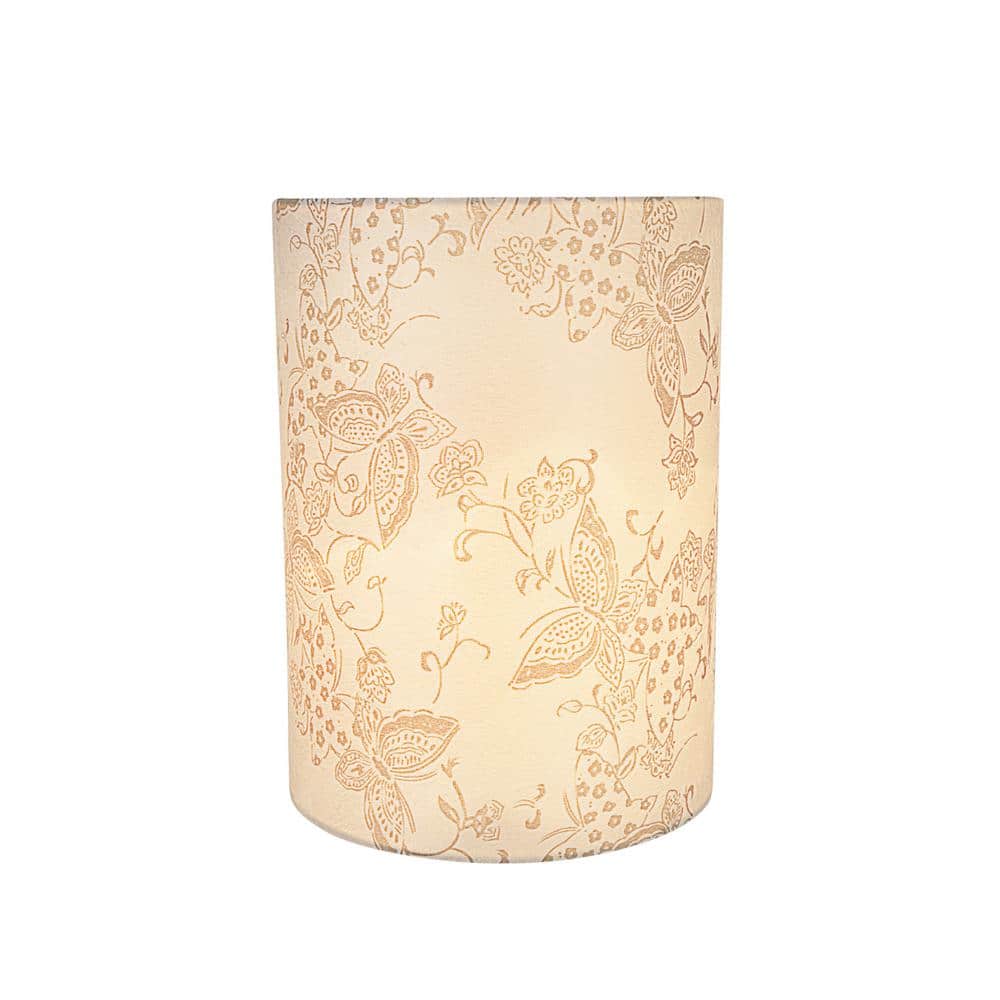 Off-White Butterfly Pattern Drum Lamp Shade, 8" x 11"