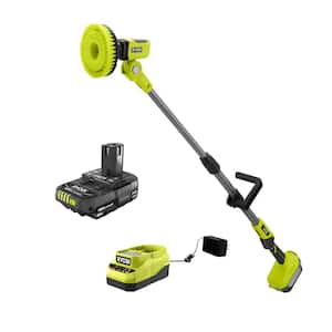 ONE+ 18V Cordless Telescoping Power Scrubber and 2.0 Ah Compact Battery and Charger Starter Kit