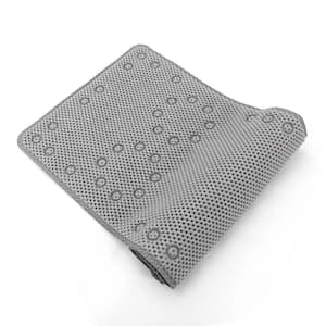 Mint Home 36 in. x 17 in. Non Skid Double Foam Bath Mat With 58 Suction Cups In Gray