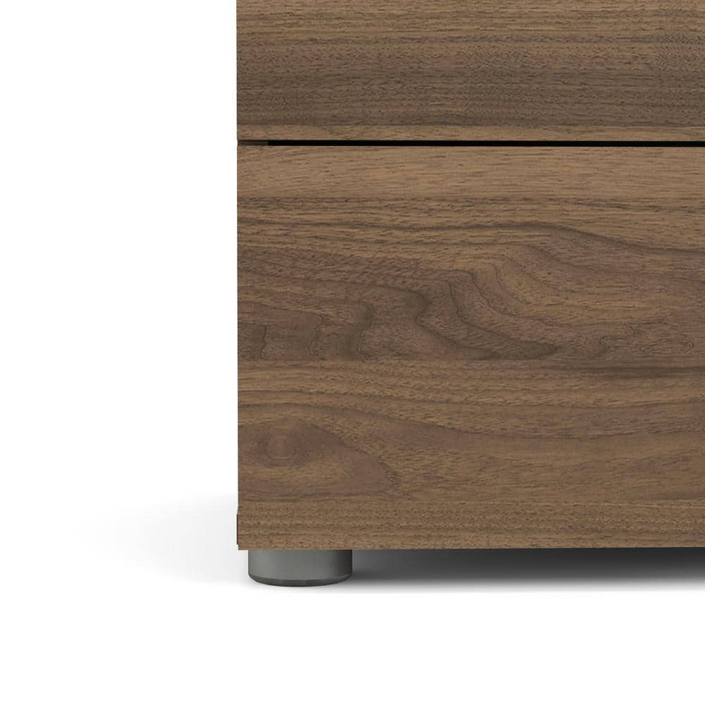 Walnut 8 Drawer Double Dresser with Metal Handles