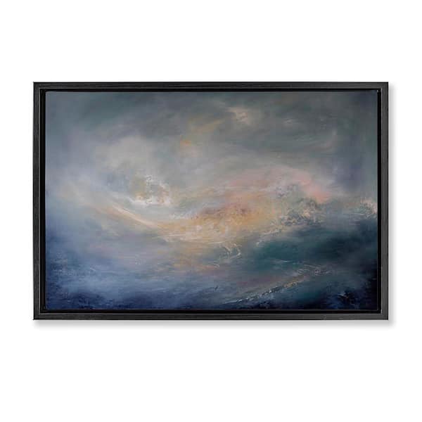 Stupell Industries Cascading Clouds Abstract by Lydia Orange Black Floater Frame Abstract Graphic Art Print 17 in. x 25 in.