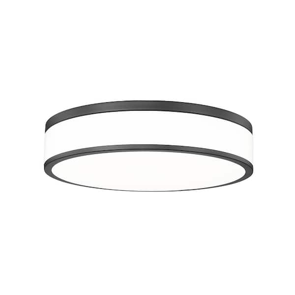 Unbranded Ballord 16 in. Matte Black Flush Mount with Acrylic Shade and no bulbs