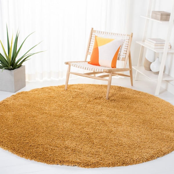 Hudson Shag 4 ft. x 4 ft. Gold Solid Round Area Rug