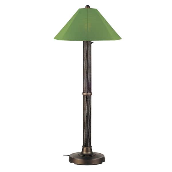 Patio Living Concepts Bahama Weave 60 in. Dark Mahogany Floor Lamp with Palm Shade