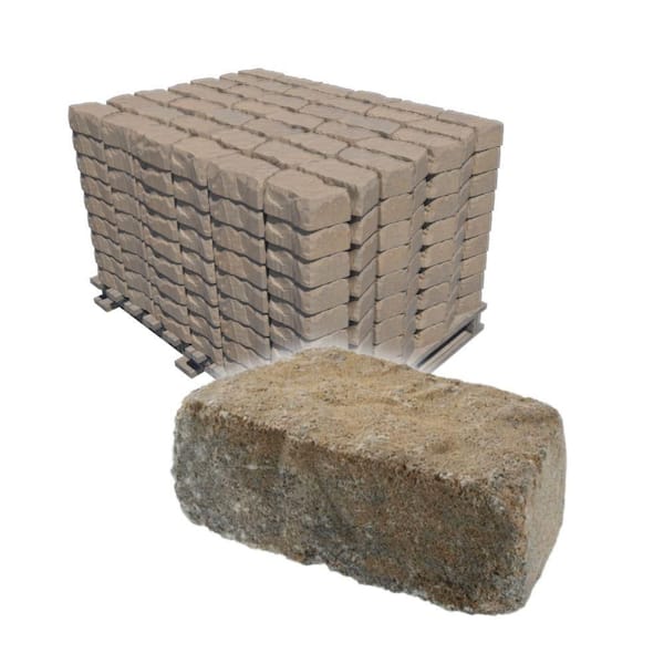 Mini Beltis 3 in. H x 8 in. W x 4 in. D Tan Charcoal Concrete Retaining Wall Block Pallet (378-Piece/Pallet)
