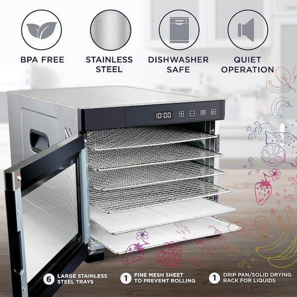 e 272 Details about   6 Tray Food Dehydrator Machine Stainless Steel Racks Healthy Fruit Jerky 