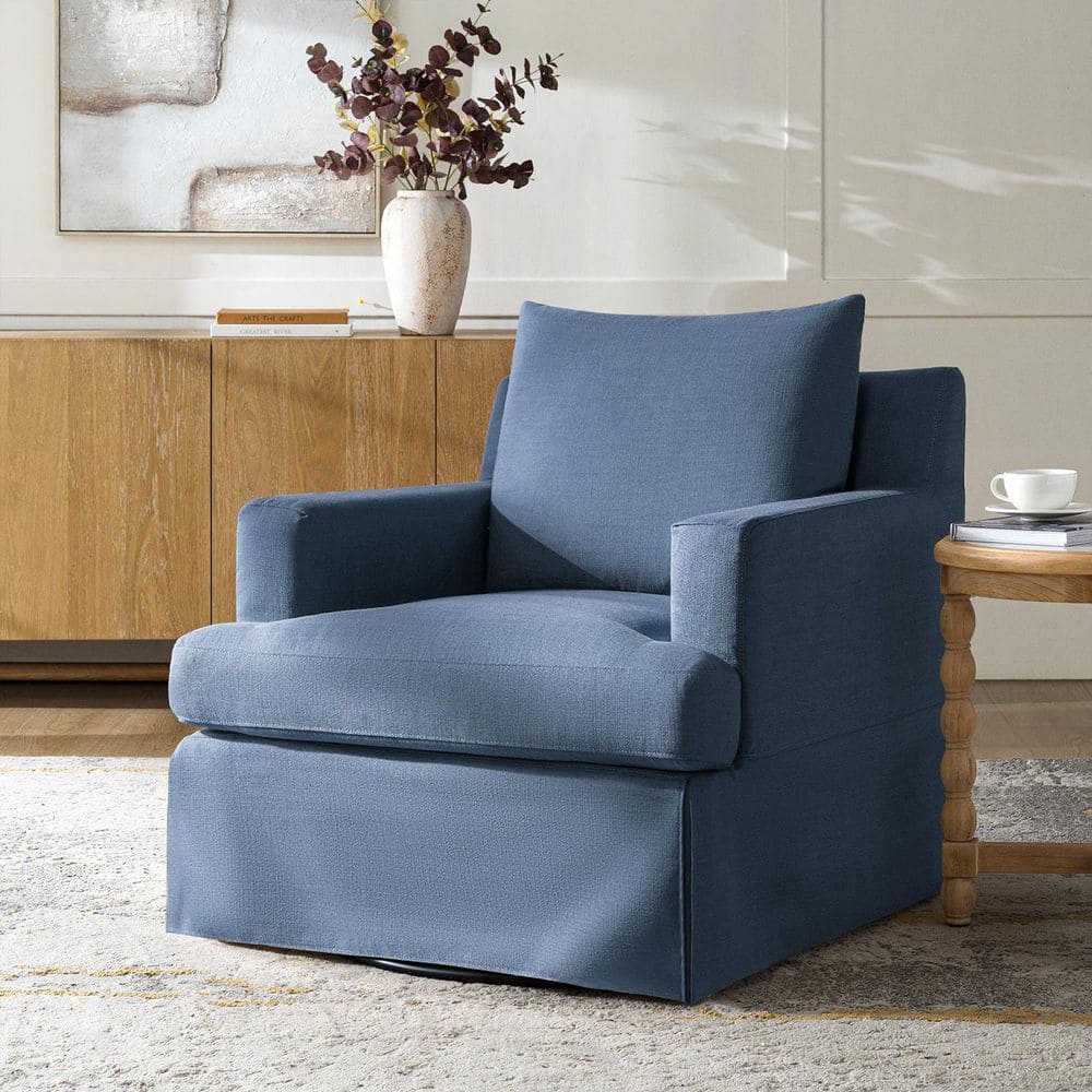Granicus Slate-blue Farmhouse Polyester Slipcovered Swivel Rocker Arm Chair price history on PriceWatchPro